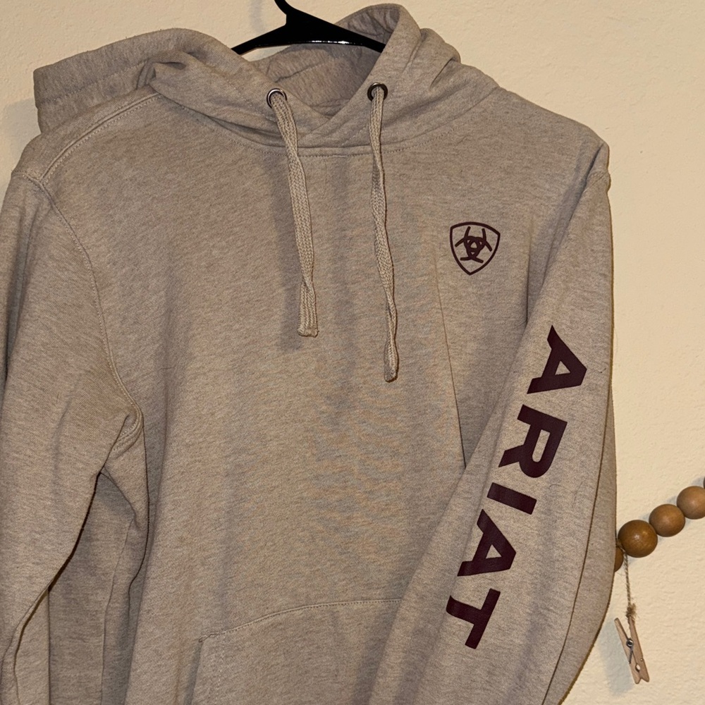 Ariat Heather Gray Hoodie with Maroon Accents